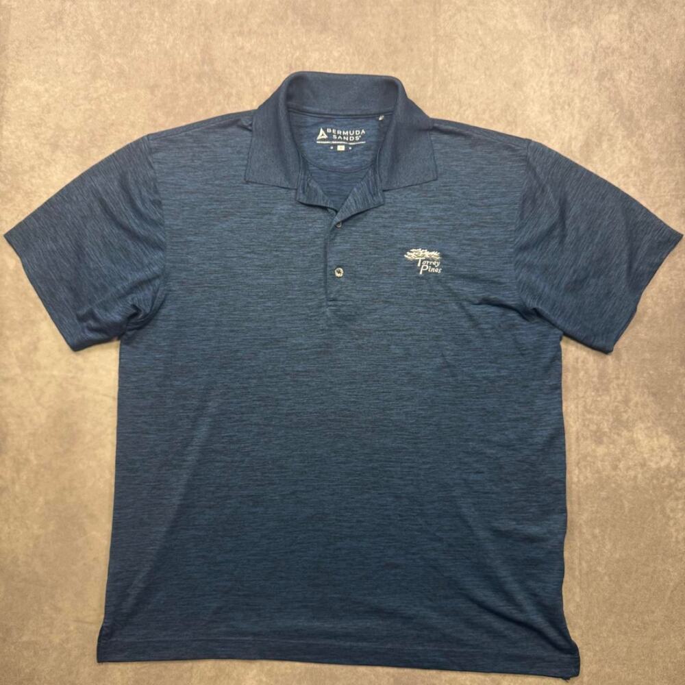 Bermuda Sands Torrey Pines Golf Polo Shirt Men's Medium Heather Blue
